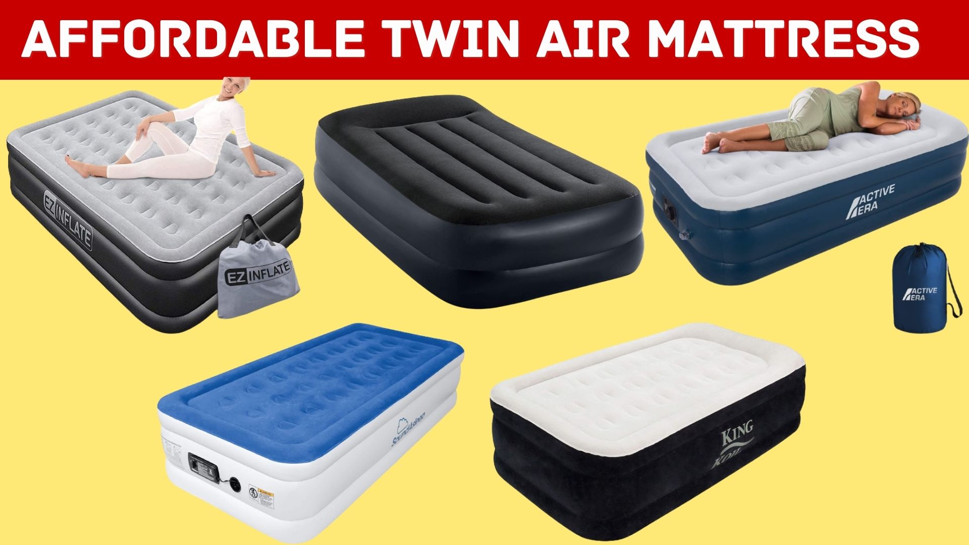 twin air mattress with pump nearby